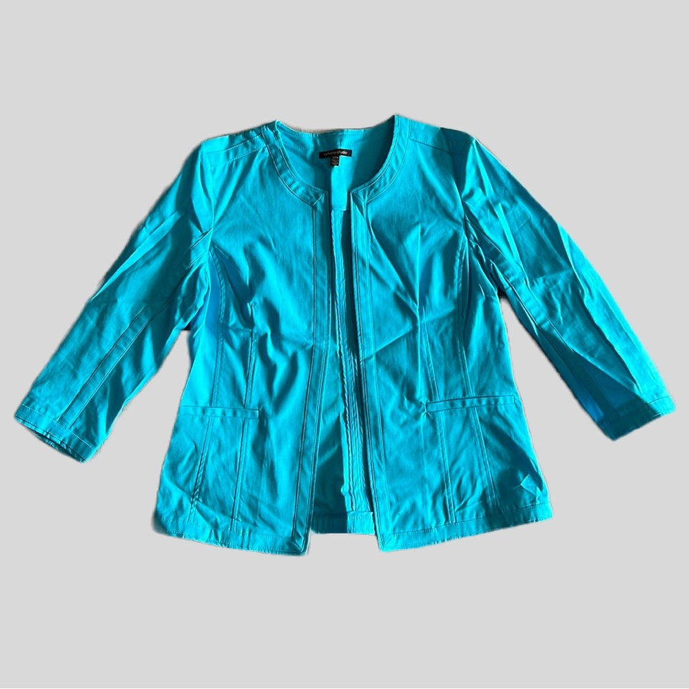 Rafaella Studio Bright Aqua Blue Cotton Blazer Jacket size S
